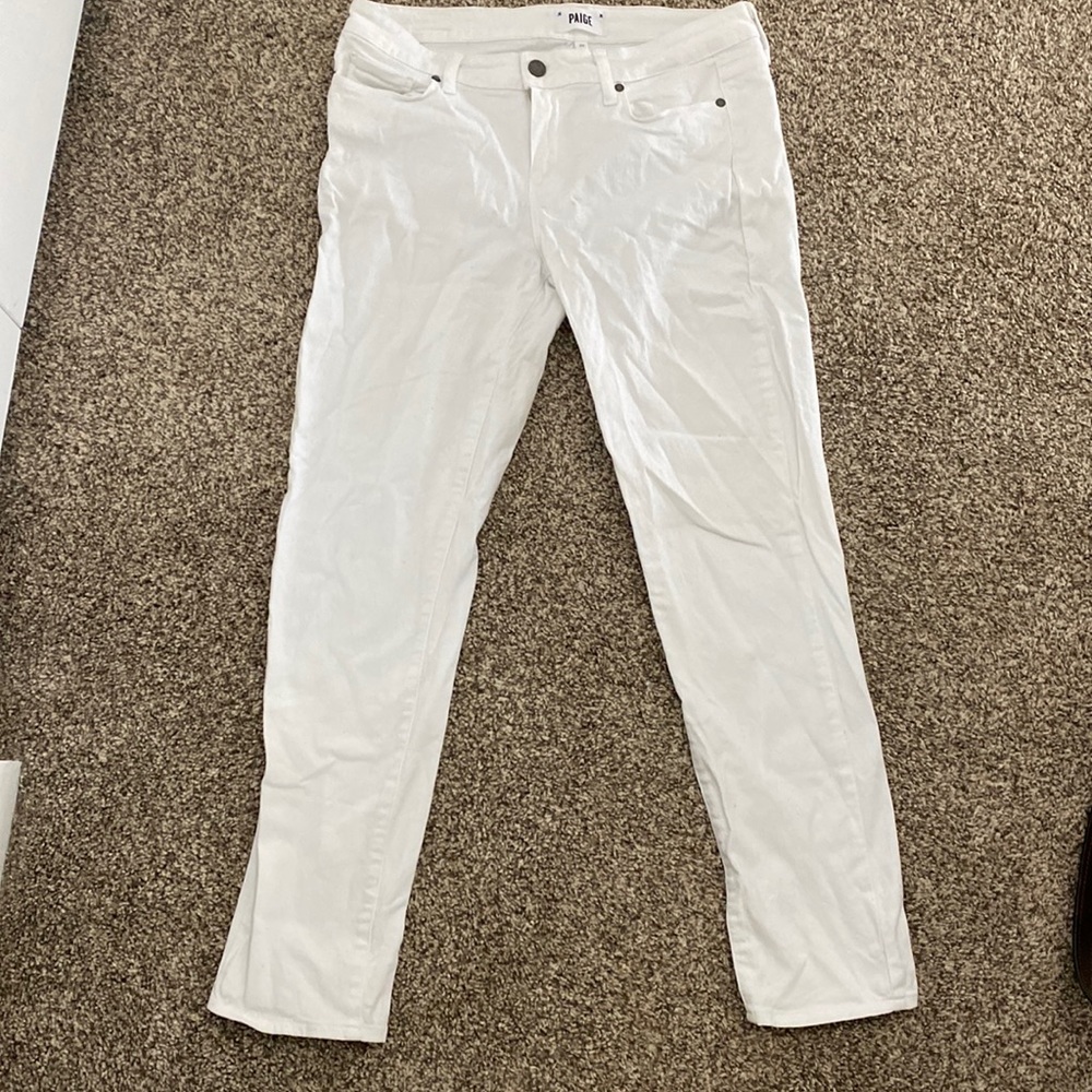 Paige “Kylie Crop” white denim size 30. Worn